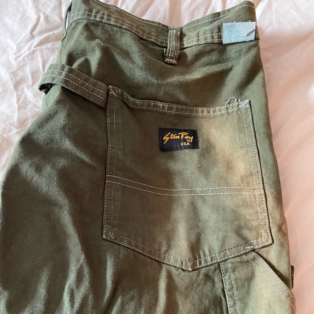 Vintage tie dyed green Stan Ray worker pants (Fred Segal, Sz 32)